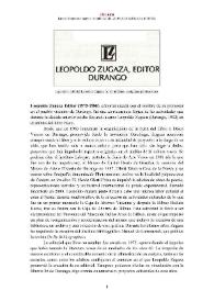Leopoldo Zugaza Editor (1975-1980) [Semblanza]  / Ismael Manterola Ispizua | Biblioteca Virtual Miguel de Cervantes