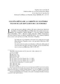 Edición crítica de la versión de Menéndez Pelayo de "Los sepulcros" de Ugo Foscolo / Angélica Valentinetti Mendi | Biblioteca Virtual Miguel de Cervantes