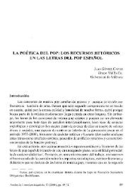 La poética del pop: los recursos retóricos en las letras del pop español / Juan Gómez Capuz | Biblioteca Virtual Miguel de Cervantes