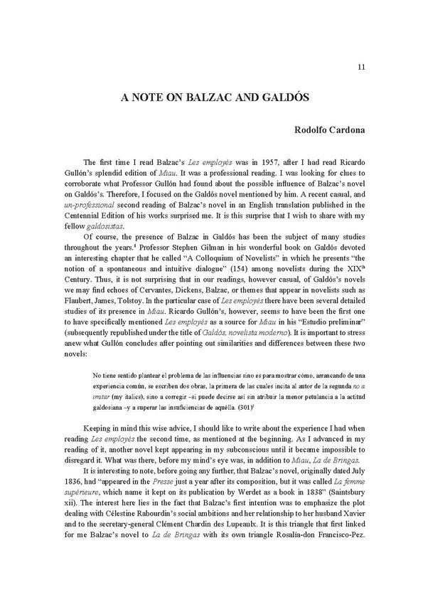 A note on Balzac and Galdós / Rodolfo Cardona | Biblioteca Virtual Miguel de Cervantes