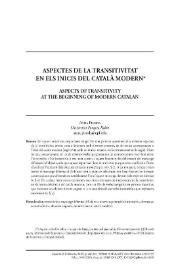 Aspectes de la transitivitat en els inicis del català modern / Anna Pineda | Biblioteca Virtual Miguel de Cervantes