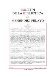 Boletín de la Biblioteca de Menéndez Pelayo. Año XC, enero-diciembre 2014 | Biblioteca Virtual Miguel de Cervantes