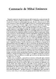 Centenario de Mihai Eminescu / Jorge Uscatescu | Biblioteca Virtual Miguel de Cervantes