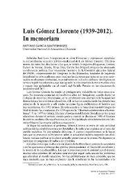 Luis Gómez Llorente (1939-2012). In memoriam / Antonio García Santesmases | Biblioteca Virtual Miguel de Cervantes