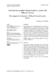 La formación gradual del pensamiento poético de Eduardo García / Vicente Luis Mora | Biblioteca Virtual Miguel de Cervantes