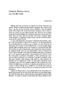 Carta de Buenos Aires. La voz del cielo / Daniel Link | Biblioteca Virtual Miguel de Cervantes