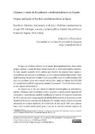 Orígenes y metas de los primeros constitucionalismos en España / Sergio Cañas Díez | Biblioteca Virtual Miguel de Cervantes