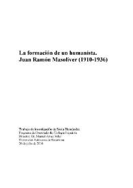 La formación de un humanista. Juan Ramón Masoliver (1910-1936) / Sònia Hernández Hernández | Biblioteca Virtual Miguel de Cervantes