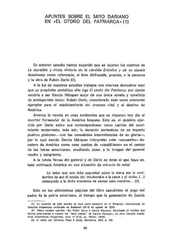 Apuntes sobre el mito dariano en "El Otoño del patriarca" / Michele Sarrailh | Biblioteca Virtual Miguel de Cervantes