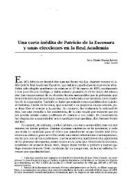 Una carta inédita de Patricio de la Escosura y unas elecciones en la Real Academia  / Ana María Freire López | Biblioteca Virtual Miguel de Cervantes