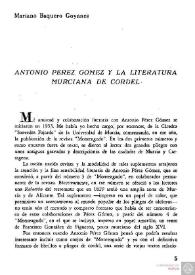 Más información sobre Antonio Pérez Gómez y la literatura murciana de cordel  / Mariano Baquero Goyanes