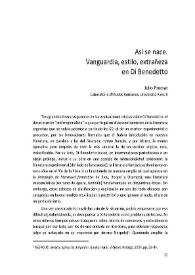 Así se nace. Vanguardia, estilo, extrañeza en Di Benedetto  / Julio Premat  | Biblioteca Virtual Miguel de Cervantes