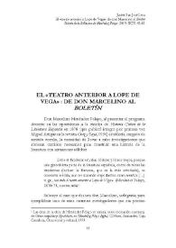 El "teatro anterior a Lope de Vega": de don Marcelino al "Boletín" / Javier San José Lera | Biblioteca Virtual Miguel de Cervantes