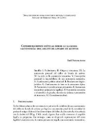 Consideraciones críticas sobre la llamada "autonomía" del delito de lavado de activos / Raúl Pariona Arana | Biblioteca Virtual Miguel de Cervantes