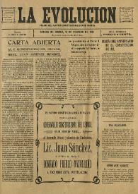 Portada:La Evolución: Órgano del Partido Constitucionalista de Oaxaca. Año I, núm. 23, 12 de febrero de 1918