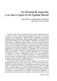 La libertad de imprenta y su marco legal en la España liberal / Juan Ignacio Marcuello Benedicto | Biblioteca Virtual Miguel de Cervantes