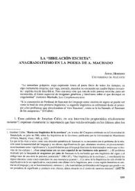 La "sibilación escrita": anagramatismo en la poesía de A. Machado / Ángel Herrero Blanco | Biblioteca Virtual Miguel de Cervantes