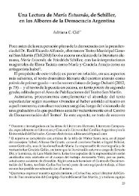 Una lectura de "María Estuardo", de Schiller, en los albores de la democracia argentina / Adriana C. Cid | Biblioteca Virtual Miguel de Cervantes