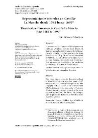 Representaciones teatrales en Castilla-La Mancha desde 1585
hasta 1699  / Iván Gómez Caballero | Biblioteca Virtual Miguel de Cervantes