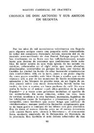 Crónica de Don Antonio y sus amigos en Segovia / Manuel Cardenal de Iracheta
 | Biblioteca Virtual Miguel de Cervantes