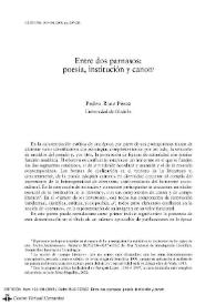 Entre dos parnasos: poesía, institución y canon / Pedro Ruiz Pérez | Biblioteca Virtual Miguel de Cervantes