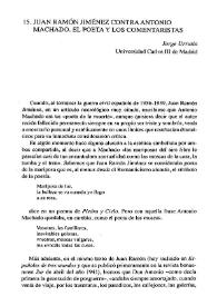 Juan Ramón Jiménez contra Antonio Machado. El poeta y los comentaristas / Jorge Urrutia | Biblioteca Virtual Miguel de Cervantes