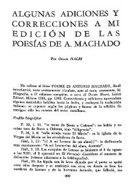 Algunas adiciones y correcciones a mi edición de las poesías de A. Machado / Por Oreste Macrì | Biblioteca Virtual Miguel de Cervantes