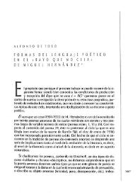 Formas del lenguaje poético en el "Rayo que no cesa" de Miguel Hernández / Alfonso del Toro | Biblioteca Virtual Miguel de Cervantes