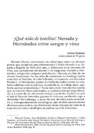 ¡Qué nido de botellas! Neruda y Hernández entre sangre y vino / Javier Herrero | Biblioteca Virtual Miguel de Cervantes