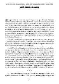 Miguel Hernández: una educación sentimental / José Carlos Rovira | Biblioteca Virtual Miguel de Cervantes