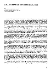 Para una revisión de Miguel Hernández

 / Agustín Sánchez Vidal  | Biblioteca Virtual Miguel de Cervantes