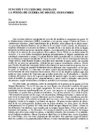 Función y ficción del poeta en la poesía de guerra de Miguel Hernández / por Joaquín Marco | Biblioteca Virtual Miguel de Cervantes
