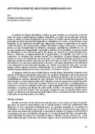 Apuntes sobre el bestiario hernandiano / por María Payeras Grau | Biblioteca Virtual Miguel de Cervantes