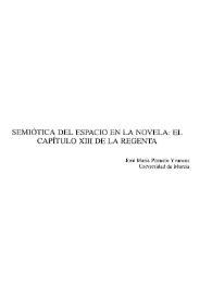 Semiótica del espacio en la novela: el capítulo XIII de "La Regenta" / José María Pozuelo Yvancos | Biblioteca Virtual Miguel de Cervantes