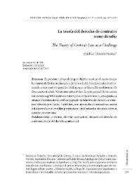 La teoría del derecho de contratos como desafío  / Esteban Pereira Fredes 	 | Biblioteca Virtual Miguel de Cervantes