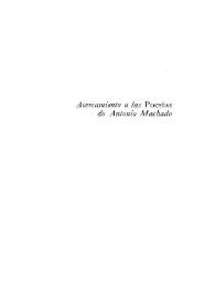 Acercamiento a las "Poesías" de Antonio Machado / Manuel Alvar | Biblioteca Virtual Miguel de Cervantes