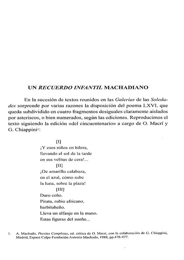 Un "recuerdo infantil" machadiano / Giovanni Caravaggi | Biblioteca Virtual Miguel de Cervantes