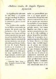 "Belleza cruel", de Ángela Figuera Aymerich  / L. de L. | Biblioteca Virtual Miguel de Cervantes