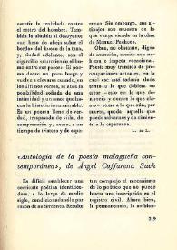 "Antología de la poesía malagueña contemporánea", de Ángel Caffarena Such  / L. de L. | Biblioteca Virtual Miguel de Cervantes