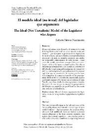 El modelo ideal (no irreal) del legislador que argumenta / Roberta Simões Nascimento | Biblioteca Virtual Miguel de Cervantes