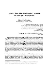 Martha Mercader: escuchando (y oyendo) las voces quedas del pasado / Zulma Nelly Martínez | Biblioteca Virtual Miguel de Cervantes