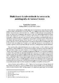 Dialéctica en la subversión de los sexos en la autobiografía de Aurora Cáceres / Lucía Fox Lockert      | Biblioteca Virtual Miguel de Cervantes