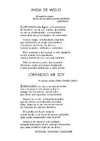 Más información sobre Ansia de vuelo ; Jornalero me soy (a Miguel Delibes) / Manuel Alonso Alcalde