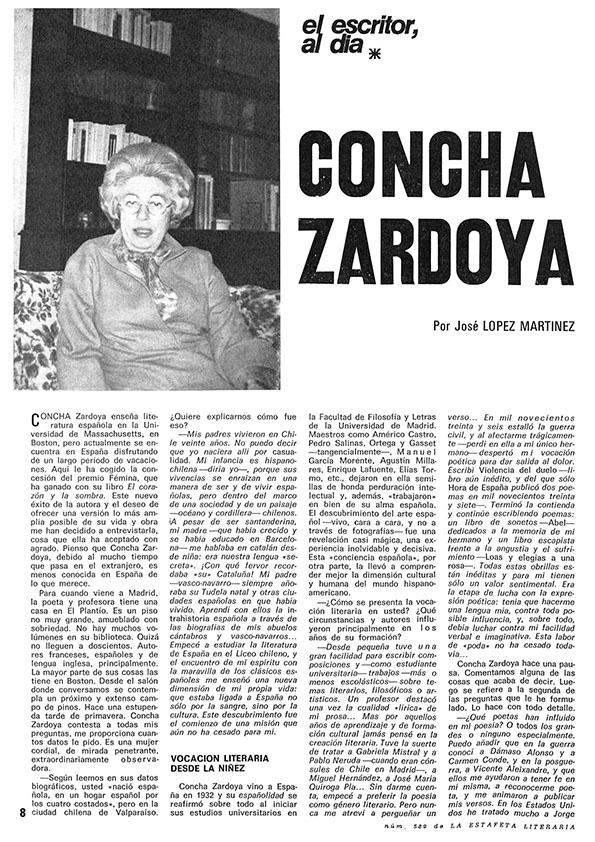 El escritor al día. Concha Zardoya / por José López Martínez | Biblioteca Virtual Miguel de Cervantes