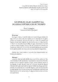 Leopoldo Alas "Clarín" y la iglesia católica de su tiempo  / Yvan Lissorgues  | Biblioteca Virtual Miguel de Cervantes