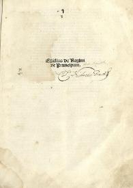 Egidius de Regimine principum | Biblioteca Virtual Miguel de Cervantes