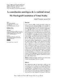 La constitución ontológica de la realidad virtual  / Isabel Victoria Lucena Cid | Biblioteca Virtual Miguel de Cervantes