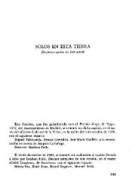 Más información sobre Solos en esta tierra : (Representación en dos actos) / Manuel Alonso Alcalde