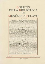 Boletín de la Biblioteca de Menéndez Pelayo. Año LXXV, 1999 | Biblioteca Virtual Miguel de Cervantes