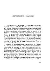 Necrológica de Alain Guy / Gerardo Bolado | Biblioteca Virtual Miguel de Cervantes
